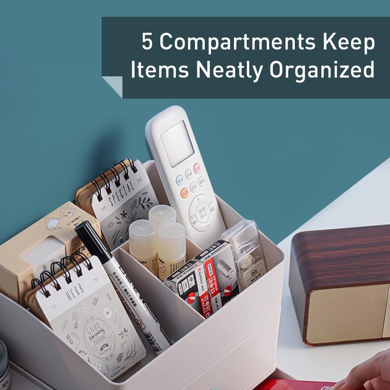 Granvela 5Compartment Desktop Organizer for Home Office and Daily EssentialsCreamy White - Image 4