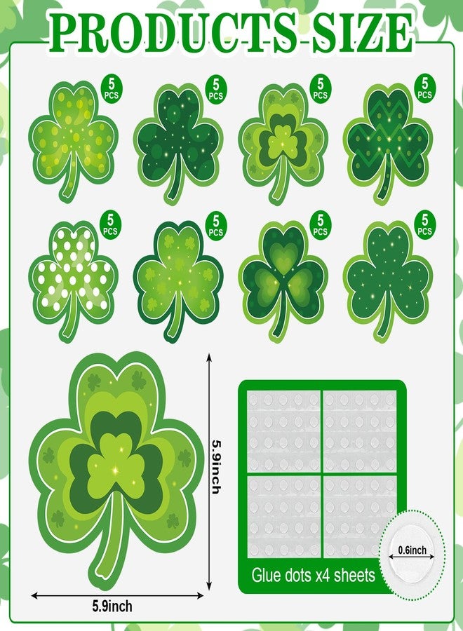 Hedeey Shamrocks Clover Cutouts for Classroom Bulletin Board Decorations,Large St. Patrick's Day Shamrock Paper Cutouts for School Office Ireland Party Supplies (6 x 6 Inch,40 Pcs) - Image 2
