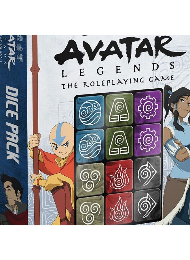 Magpie Games Dice Pack - Avatar Legends: The Roleplaying Game, 12 Six-Sided Dice Set, Engraved with Bending & Training Symbols, Pearlescent Colors, RPG Tabletop Accessory - Image 4