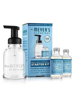 MRS MEYERS CLEAN DAY Foaming Hand Soap Dispenser  Concentrate Starter Kit1 Glass Dispenser 10 Fl Oz  2 Concentrated Refills 2 FlOz eachRain Water Makes 20 Fl Oz of Foaming Soap Total
