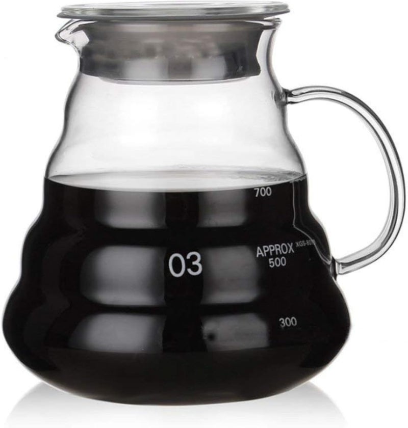 Glass Coffee Server, Glass Coffee Carafe, Standard Coffee Server for Pour Over Coffee Maker, Coffee Pot with Lid, Heat Resistant Teapot, Pour Over Coffee Carafe & Tea Carafe (800ml/27 oz, Clear)