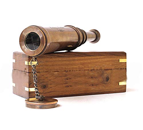 ONLINE SHOPPERS DELIGHT LTD Vintage Copper Finish Telescope with Wooden Box Marine Gift London 1917 - Image 5