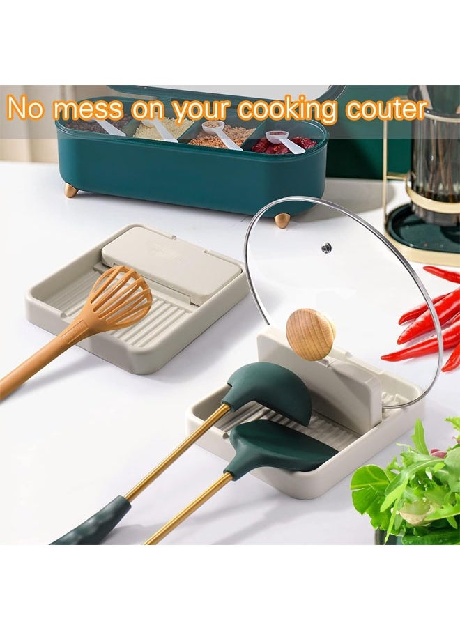 Hihonor - 1 Pack Spoon Rests with Lid Holder for Multiple Utensils, Utensil Rest and Spoon holder for Kitchen Counter, Stove Top, Heat Resistant Kitchen Utensil Holder for Pot Lid, Tongs, Ladles - Image 1