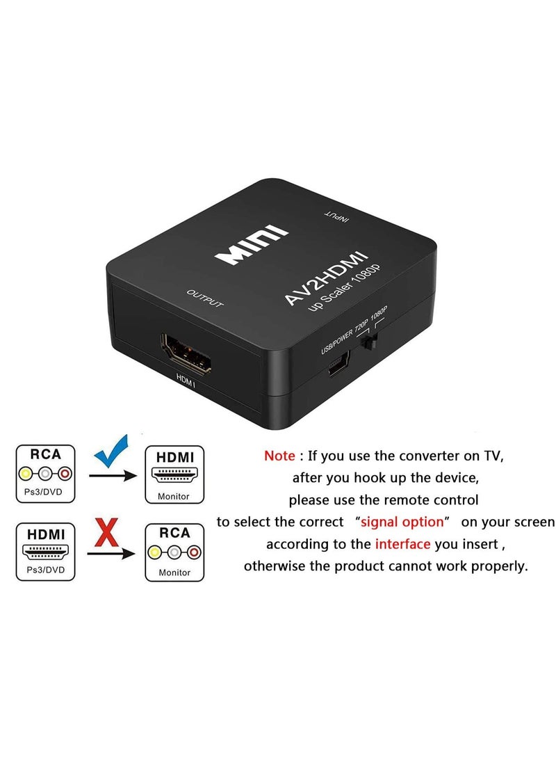 Chabeia RCA to HDMI Converter, 1080P RCA Composite CVBS AV to HDMI Video Audio Converter Adapter Compatible with N64 Wii PS2 Xbox VHS VCR Camera DVD, Support PAL/NTSC with USB Power Cable - Image 3