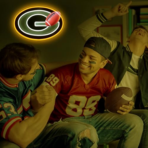 Leeitenlo Football Team Neon Sign, Cool Dimmable Light Up Football Team Green Neon Wall Decor Art USB Light Up Sign Gift Bedroom Man Cave Game Room Home Bar Party Shop Decoration for Kids Boys Birthday Christmas Gift (Paker) - Image 2