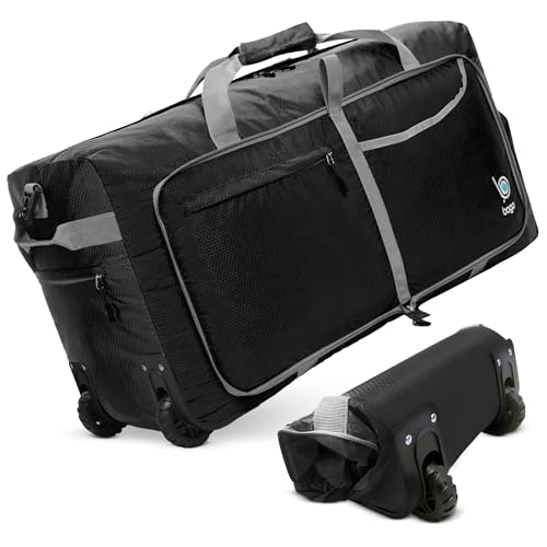 Bago Rolling Duffle Bag with Wheels - 27" 80L Foldable Weekender Bag, Waterproof Travel Duffel Bag, Heavy Duty Lightweight Duffle Bag for Traveling, Rolling Duffel Bag with Wheels (Black2023) - Image 1