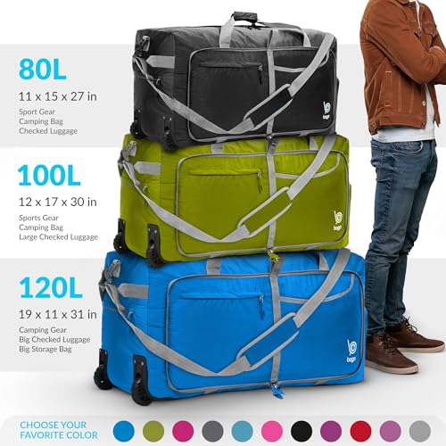 Bago Rolling Duffle Bag with Wheels - 27" 80L Foldable Weekender Bag, Waterproof Travel Duffel Bag, Heavy Duty Lightweight Duffle Bag for Traveling, Rolling Duffel Bag with Wheels (Black2023) - Image 4