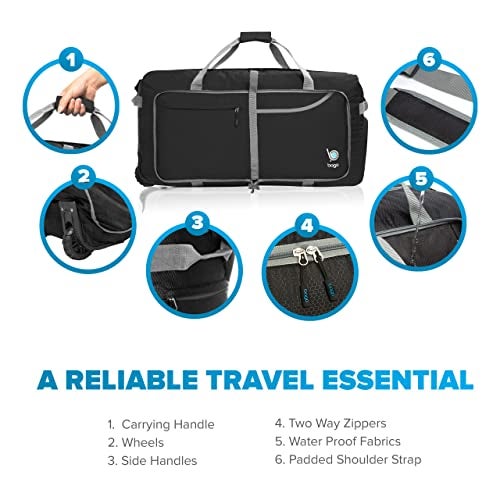 Bago Rolling Duffle Bag with Wheels - 27" 80L Foldable Weekender Bag, Waterproof Travel Duffel Bag, Heavy Duty Lightweight Duffle Bag for Traveling, Rolling Duffel Bag with Wheels (Black2023) - Image 5