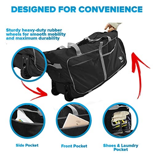 Bago Rolling Duffle Bag with Wheels - 27" 80L Foldable Weekender Bag, Waterproof Travel Duffel Bag, Heavy Duty Lightweight Duffle Bag for Traveling, Rolling Duffel Bag with Wheels (Black2023) - Image 3