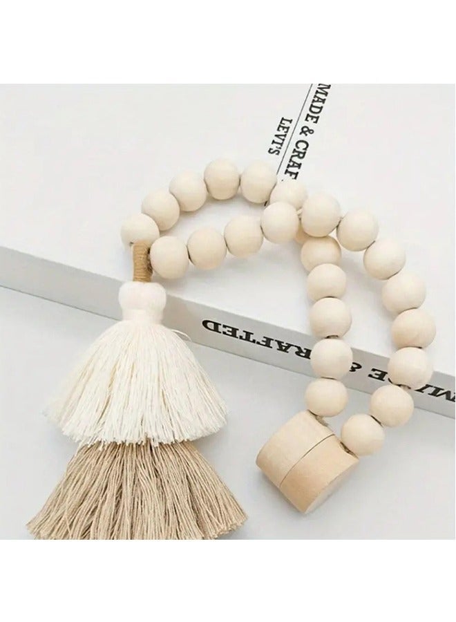 2-Pack Boho Tassel Curtain Tiebacks, Handmade Macrame Curtain Holdbacks with Wood Beads - Image 4