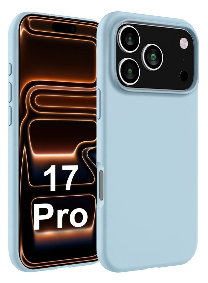 CATANES Silicone Protective Phone Case for iPhone 17 Pro - Soft Anti-Scratch Microfiber Lining Ultra Slim Drop Protection Phone Cover - Sky Blue - Image 1