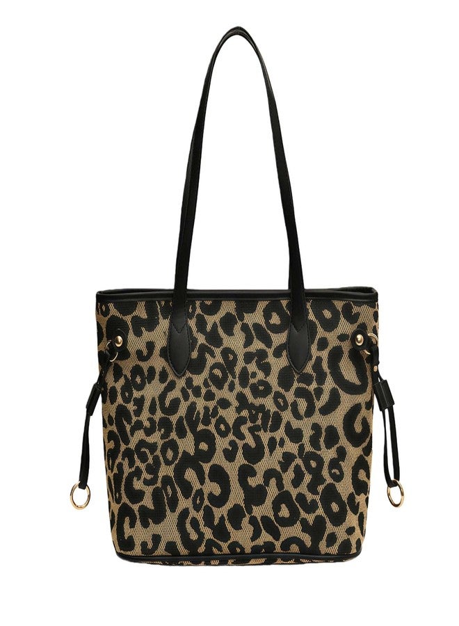Winatehr Leopard Print Tote Bag, Cheetah Print Purse for Women, Medium Tote Handbags Leopard Bag with Zipper, Vintage Everyday Casual Purses for Women, Trendy Y2k Fashion Animal Print - Image 1