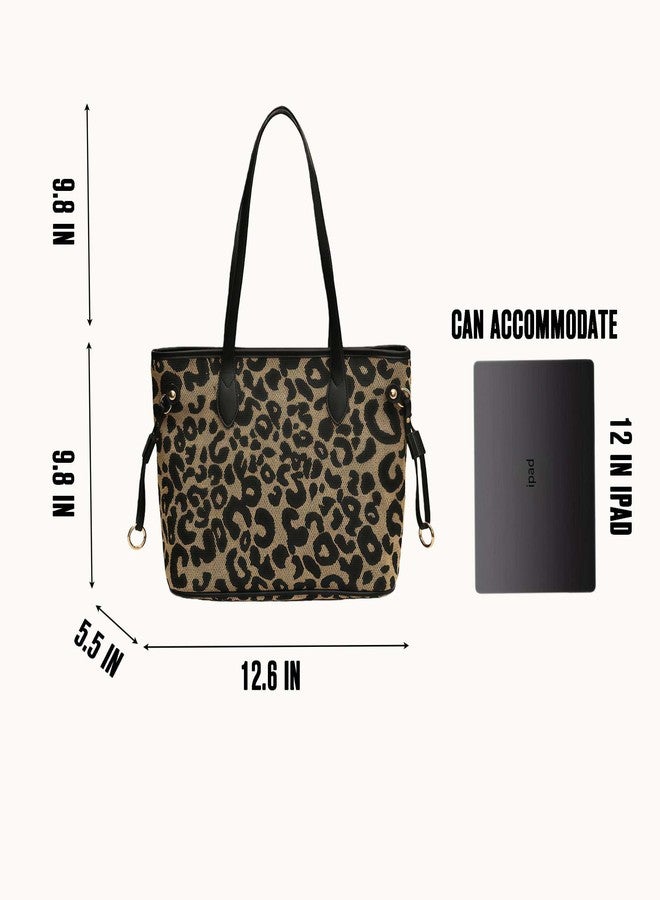 Winatehr Leopard Print Tote Bag, Cheetah Print Purse for Women, Medium Tote Handbags Leopard Bag with Zipper, Vintage Everyday Casual Purses for Women, Trendy Y2k Fashion Animal Print - Image 4