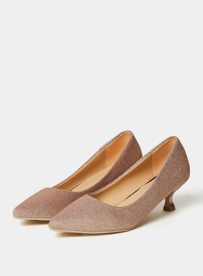 Styli Glitter Look Low Heel Occasion Pumps