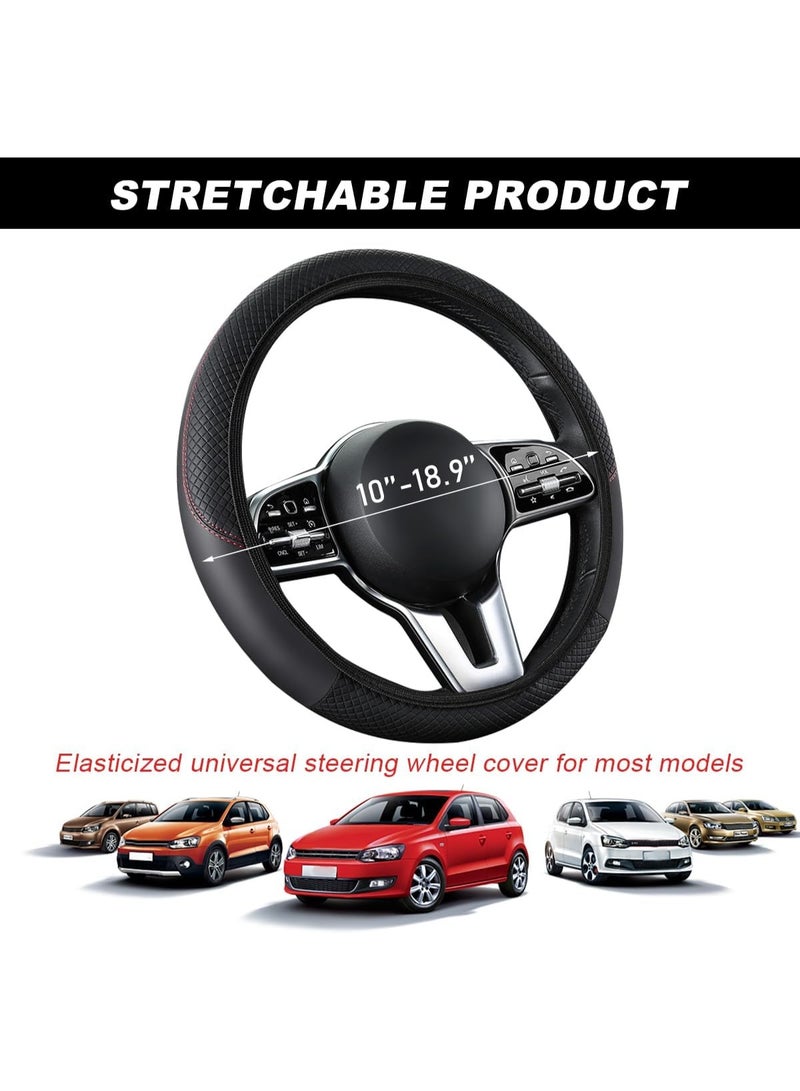 Car leather steering wheel cover, soft and comfortable, breathable and non-slip, universal elastic steering wheel cover, sports car, car interior modification - Image 2