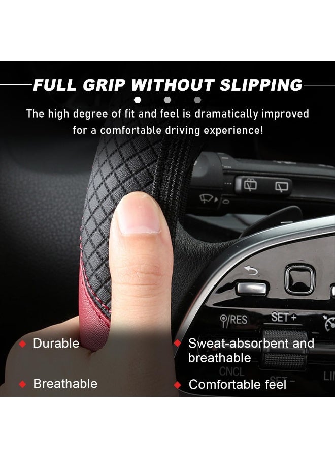 Car leather steering wheel cover, soft and comfortable, breathable and non-slip, universal elastic steering wheel cover, sports car, car interior modification - Image 3