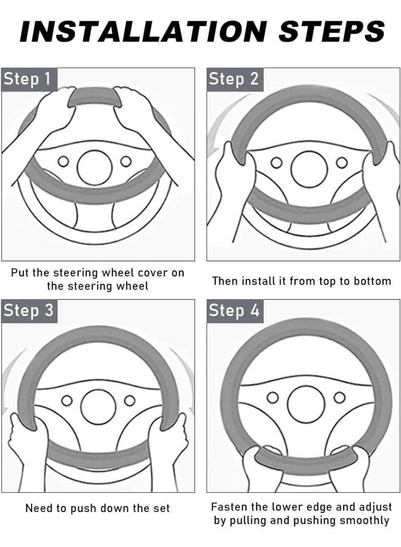 Car leather steering wheel cover, soft and comfortable, breathable and non-slip, universal elastic steering wheel cover, sports car, car interior modification - Image 5