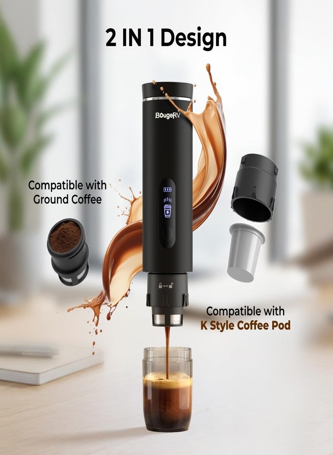 BougeRV Portable Drip Coffee Maker Compatible with K Cup & Ground Coffee, Electric Car Coffee Machine Self-Heating LCD Display USB-C for Travel, Bussiness Trips, Hotel, Camping, Office, Outdoors - Image 2