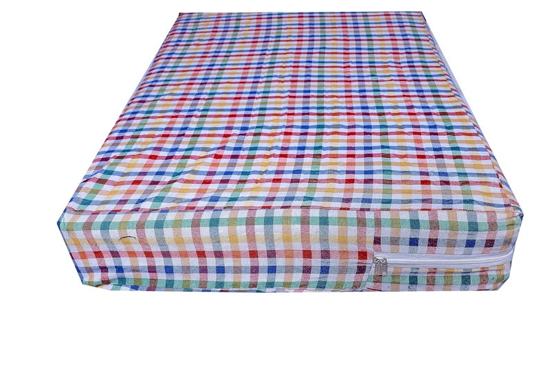 Checkme Cotton Mattress Cover/Protector for King Size Bed with Zip/Chain 84x75x4 Inch / 7x6.25 Feet - Multicolor - Image 2