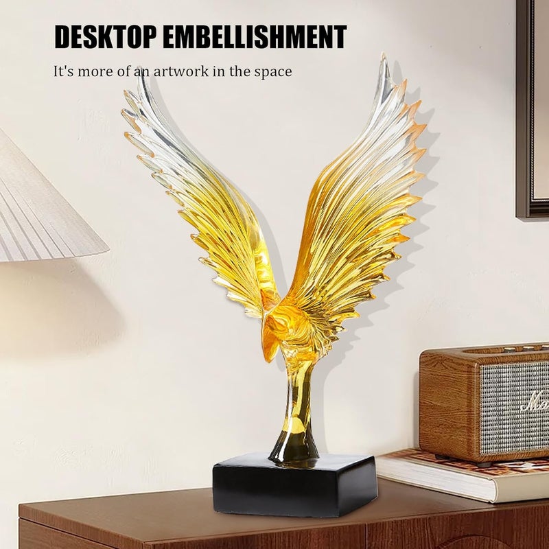 WANCHIY wings and crystal ball, Smart Eye Creative Ornament, Spread your wings and fly high ornament for Home/Study/Living Room/office, artwork gift, Golden Color (Yellow) - Image 3