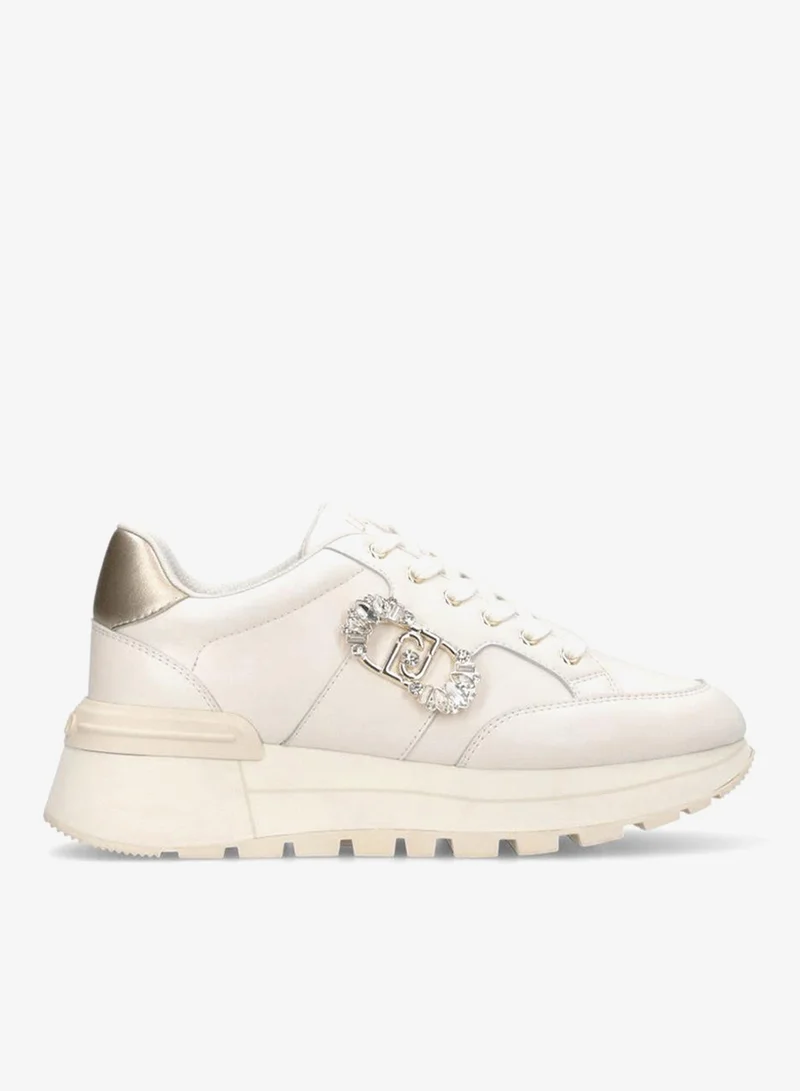 Liu Jo Leather sneakers with jewel logo