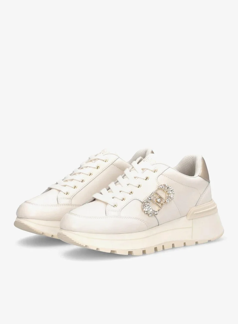 Liu Jo Leather sneakers with jewel logo