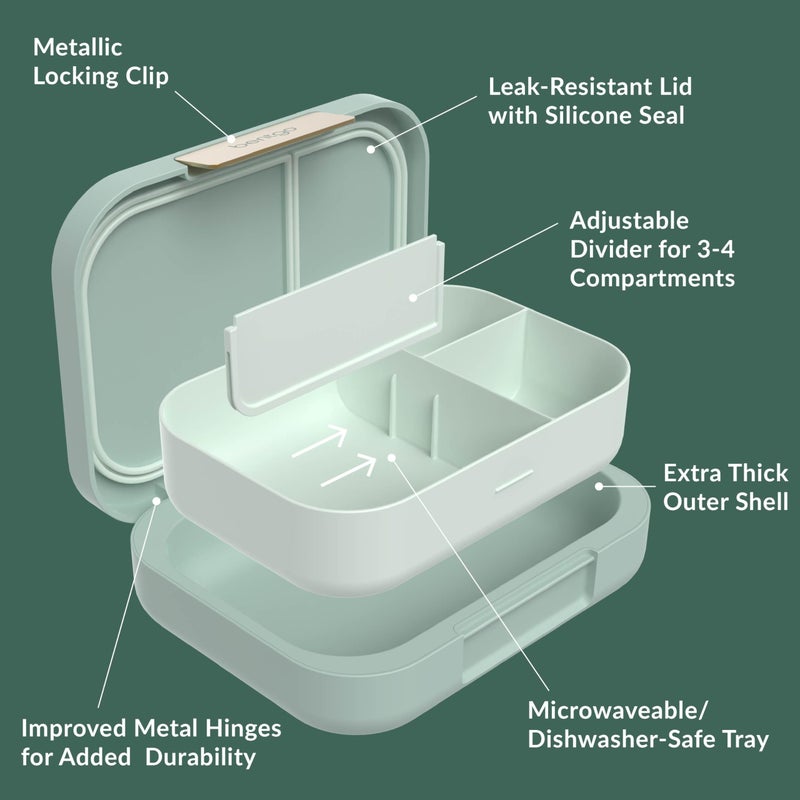 Bentgo Modern - Adult & Teen Bento Lunch Box; 3-4 Compartments, Leak-Resistant, 5.5 Cup Capacity/44 fl oz, Improved Locking Clips, Reusable, BPA-Free, Dishwasher/Microwave Safe Tray (Mint Green) - Image 5