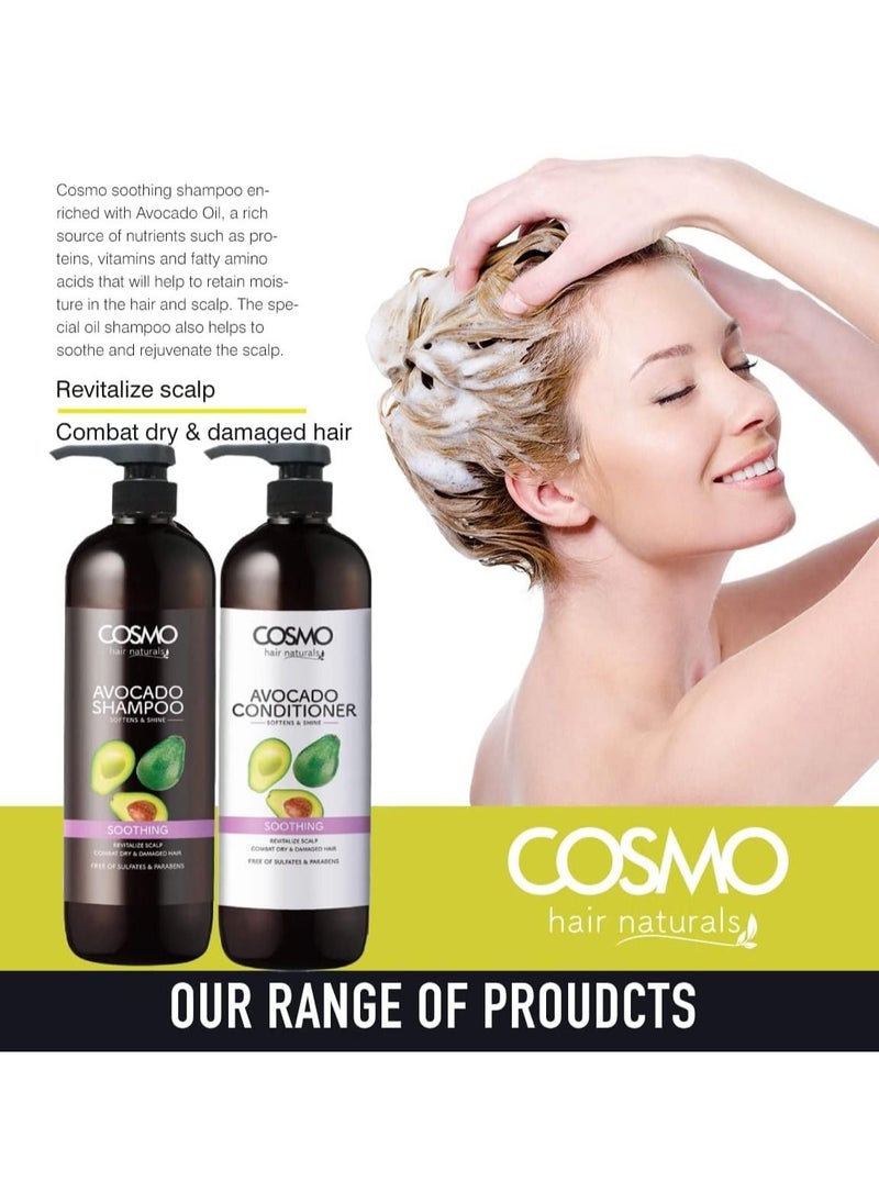COSMO Avocado Shampoo Soften And Shine Free Of Sulfates And Parabens 1000 Ml  - Image 3