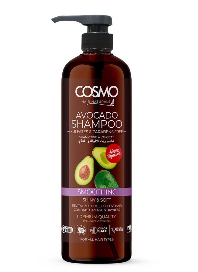 COSMO Avocado Shampoo Soften And Shine Free Of Sulfates And Parabens 1000 Ml  - Image 1