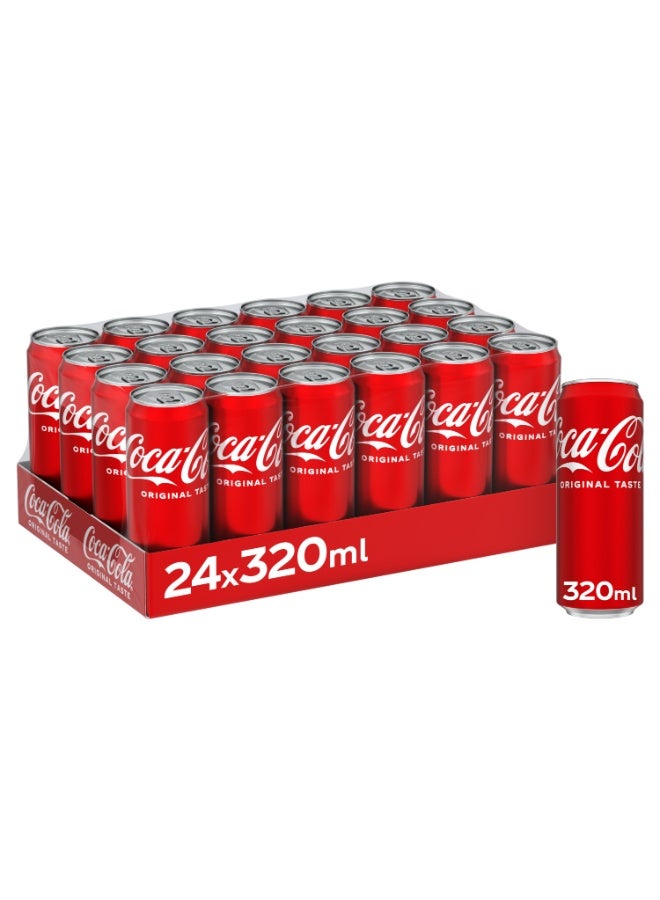 Coca-Cola Original Carbonated Soft Drink, Cans, 24 × 320ml