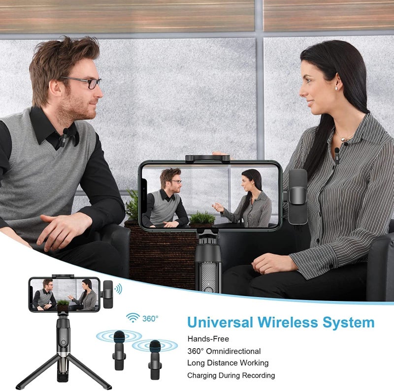 Careflection Dual Receivers (2 - Mics, 1 Input) Wireless Collar Microphone Lavalier Mic Plug n Play Mike - Vlog Interview Live Stream for iOS iPhone, All Android Tablets Any Type C - Image 3
