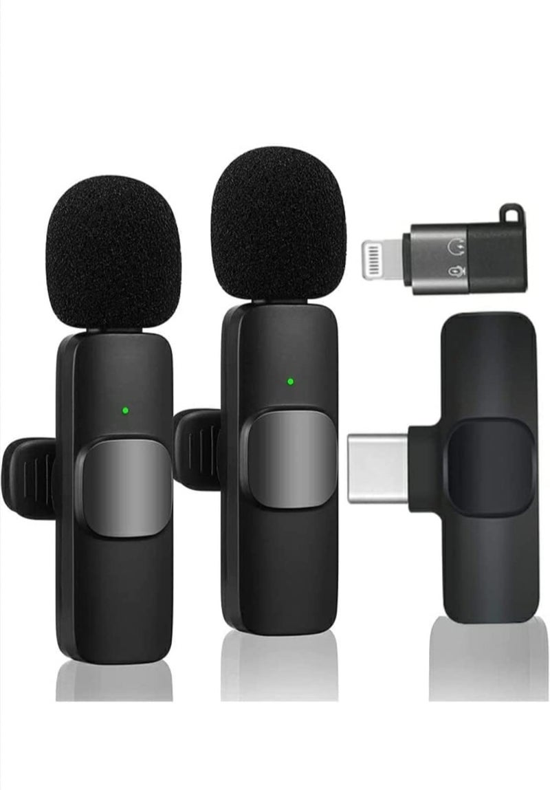 Careflection Dual Receivers (2 - Mics, 1 Input) Wireless Collar Microphone Lavalier Mic Plug n Play Mike - Vlog Interview Live Stream for iOS iPhone, All Android Tablets Any Type C - Image 1
