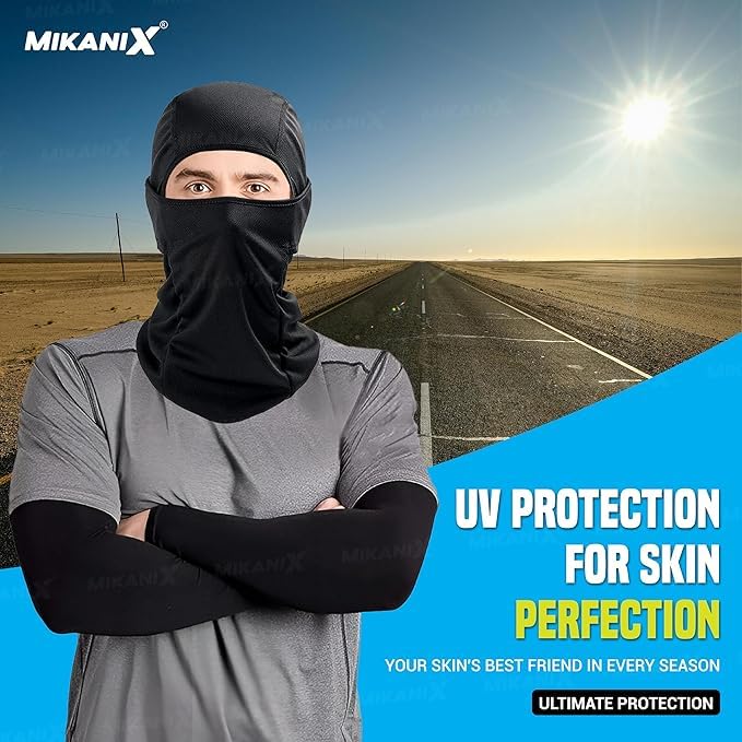 OBEROI'S TRADERS Full Face Balaclava Mask with Synthetic Arm Sleeves Combo | Anti-Pollution, UV Protection Helmet Liner for Bikers, Cyclists, Riders & Outdoor Workers - Image 3