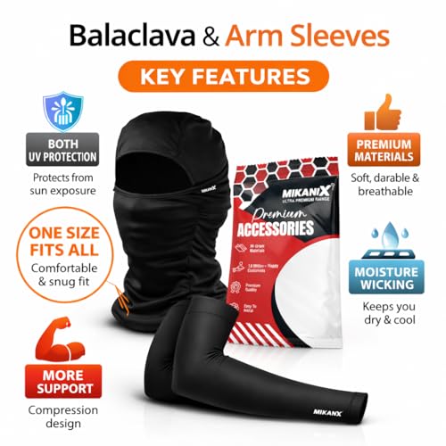 OBEROI'S TRADERS Full Face Balaclava Mask with Synthetic Arm Sleeves Combo | Anti-Pollution, UV Protection Helmet Liner for Bikers, Cyclists, Riders & Outdoor Workers - Image 2