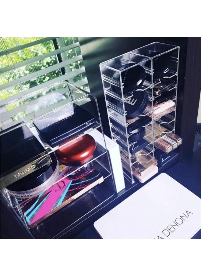 BY ALEGORY byAlegory Acrylic Universal Makeup Organizer Tower w/Removable Dividers Can Stand or Lay Flat on Vanity Desk or in Drawer | 20 Space Cosmetic Storage Container - Clear 