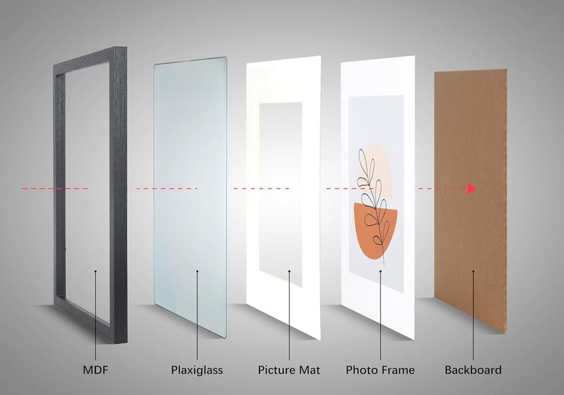 KAIWIN مجموعة من 3 إطارات صور مقاس 20 × 30 سم، إطار أسود مقاس 20 × 30 سم مع حشوة مقاس 15 × 20 سم، إطار صور خشبي بزجاج أكريليك للتعليق والوقوف، للصور والملصقات والأحجيات، إطارات ملصقات - Image 5