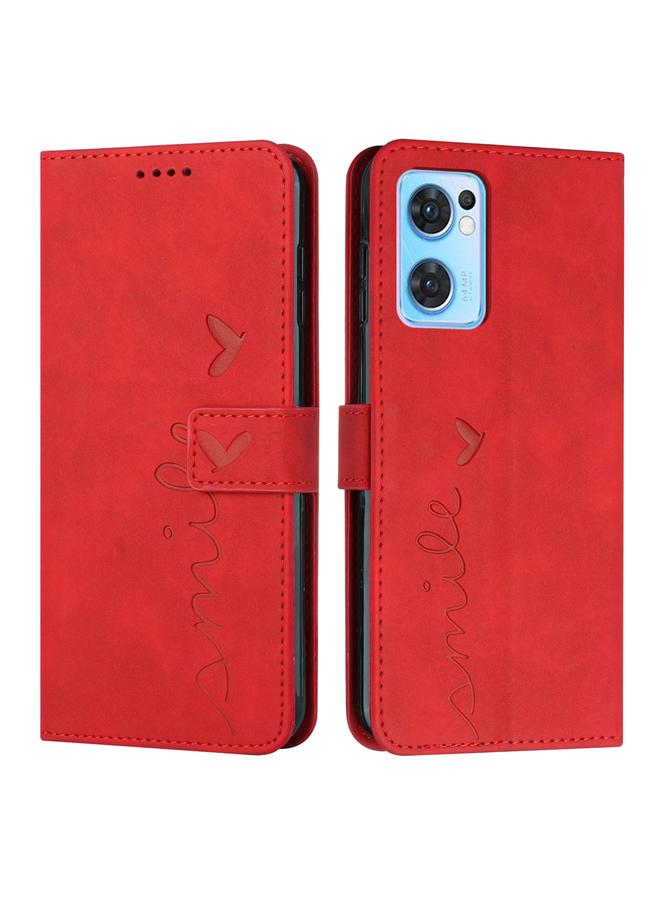 اس-توب جراب هاتف OPPO Reno7 5G مصنوع من الجلد بنمط قلب - Image 1