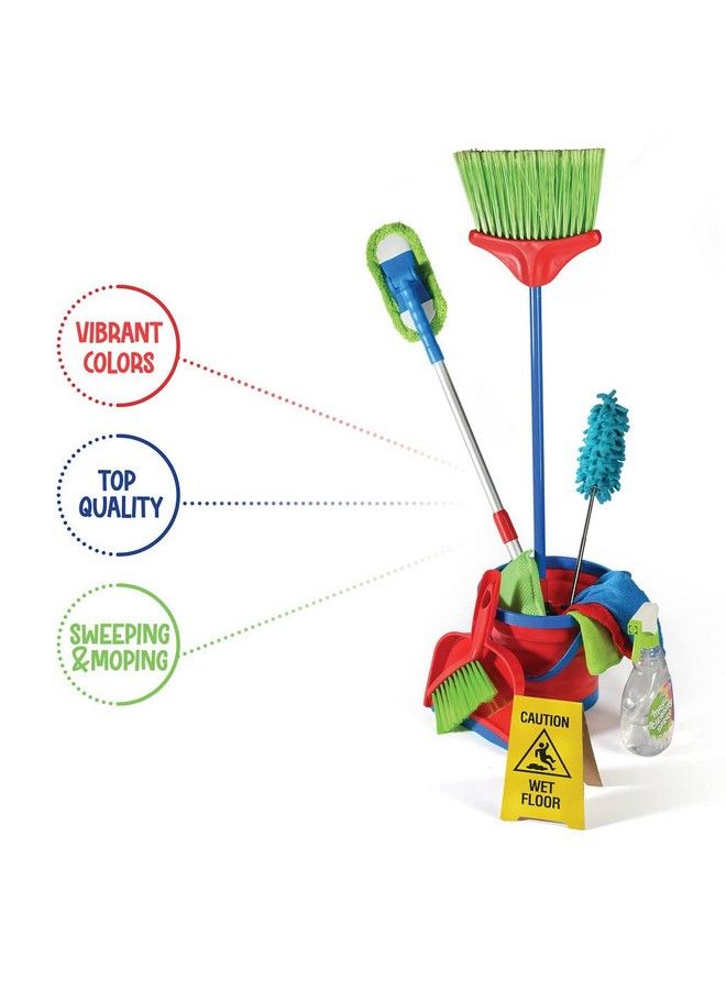 Play22 Kids Cleaning Set 12 Piece Toy Cleaning Set Includes Broom Mop Brush Dust Pan Duster Sponge Clothes Spray Bucket Caution Sign Toy Kitchen Toddler Cleaning Set Original - Image 5