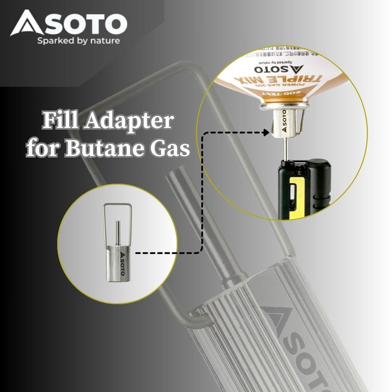 SOTO Butane Refill Adapter for Canisters, Pocket Torch Butane Gas Filling Adaptor for Camping or Backpacking Stove, Easy to Use for Camping, Hiking, or Cooking Outdoors - Image 1