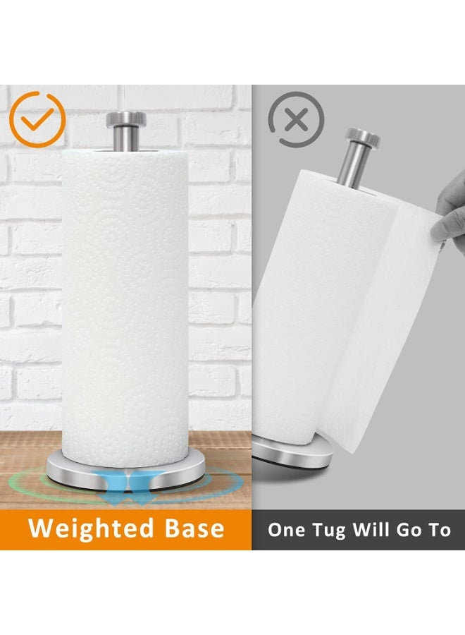 NXT Stainless Steel Paper Towel Holder Countertop, Standing Paper Towels Holder for Kitchen Dining Table Bathroom, Weighted Paper Towel Holder for Standard or Large-Sized Roll (Silver) - Image 4