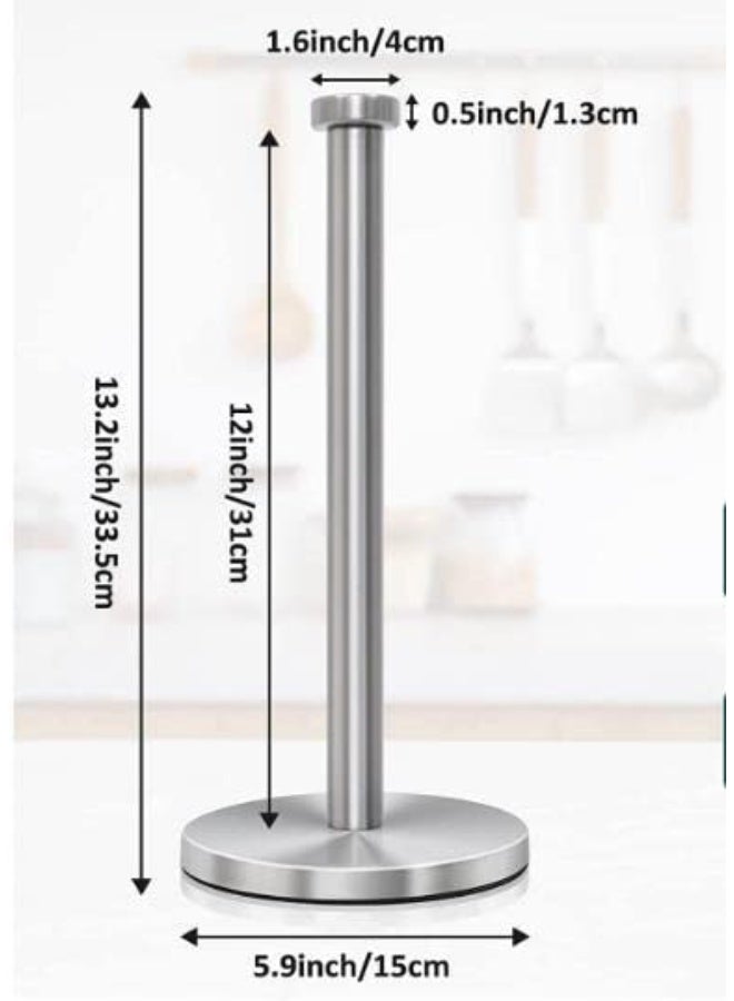 NXT Stainless Steel Paper Towel Holder Countertop, Standing Paper Towels Holder for Kitchen Dining Table Bathroom, Weighted Paper Towel Holder for Standard or Large-Sized Roll (Silver) - Image 3