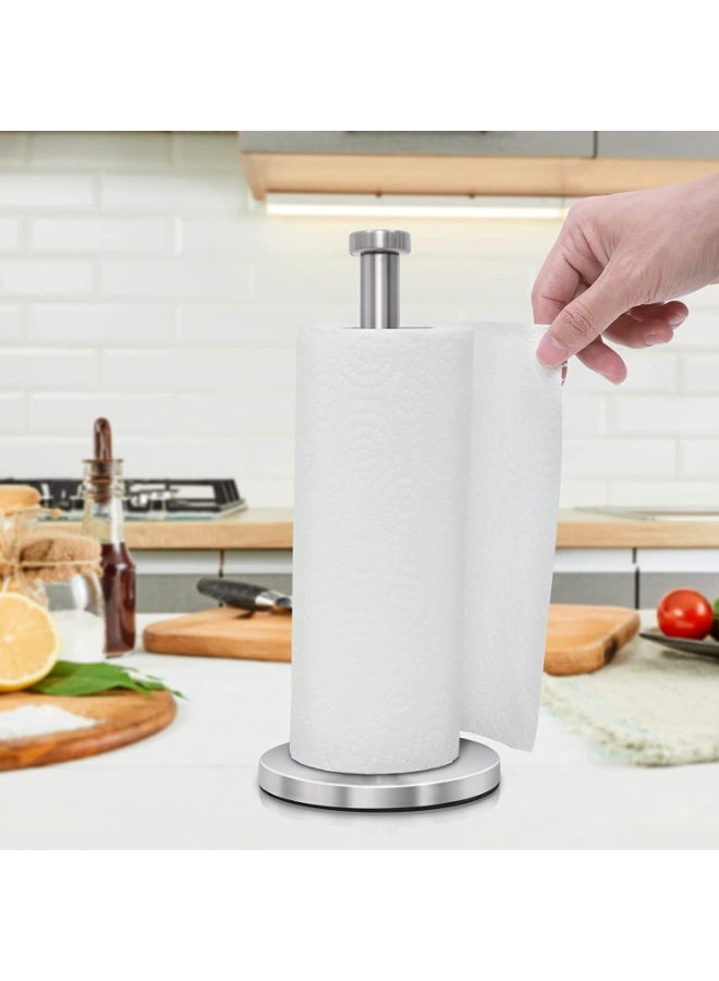 NXT Stainless Steel Paper Towel Holder Countertop, Standing Paper Towels Holder for Kitchen Dining Table Bathroom, Weighted Paper Towel Holder for Standard or Large-Sized Roll (Silver) - Image 2