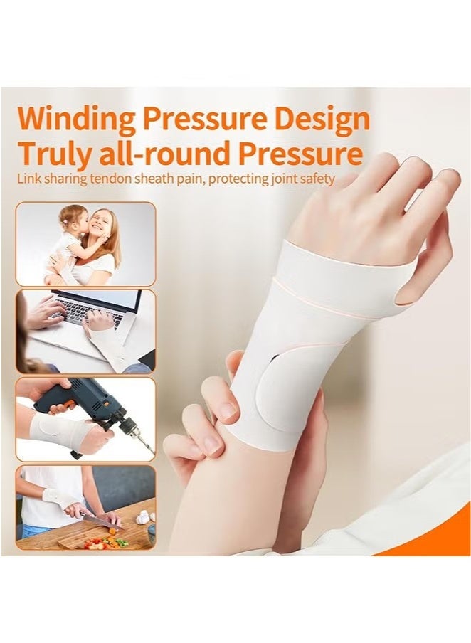 2 PCS Ultra Thin Wrist Brace for Carpal Tunnel, Massage with Raised Spots Elastic Wrist Wraps for Arthritis and Tendonitis, Wrist Straps Support, Pain Relief, Compression and Support for Fitness Enthusiasts (Beige Orange) - Image 5