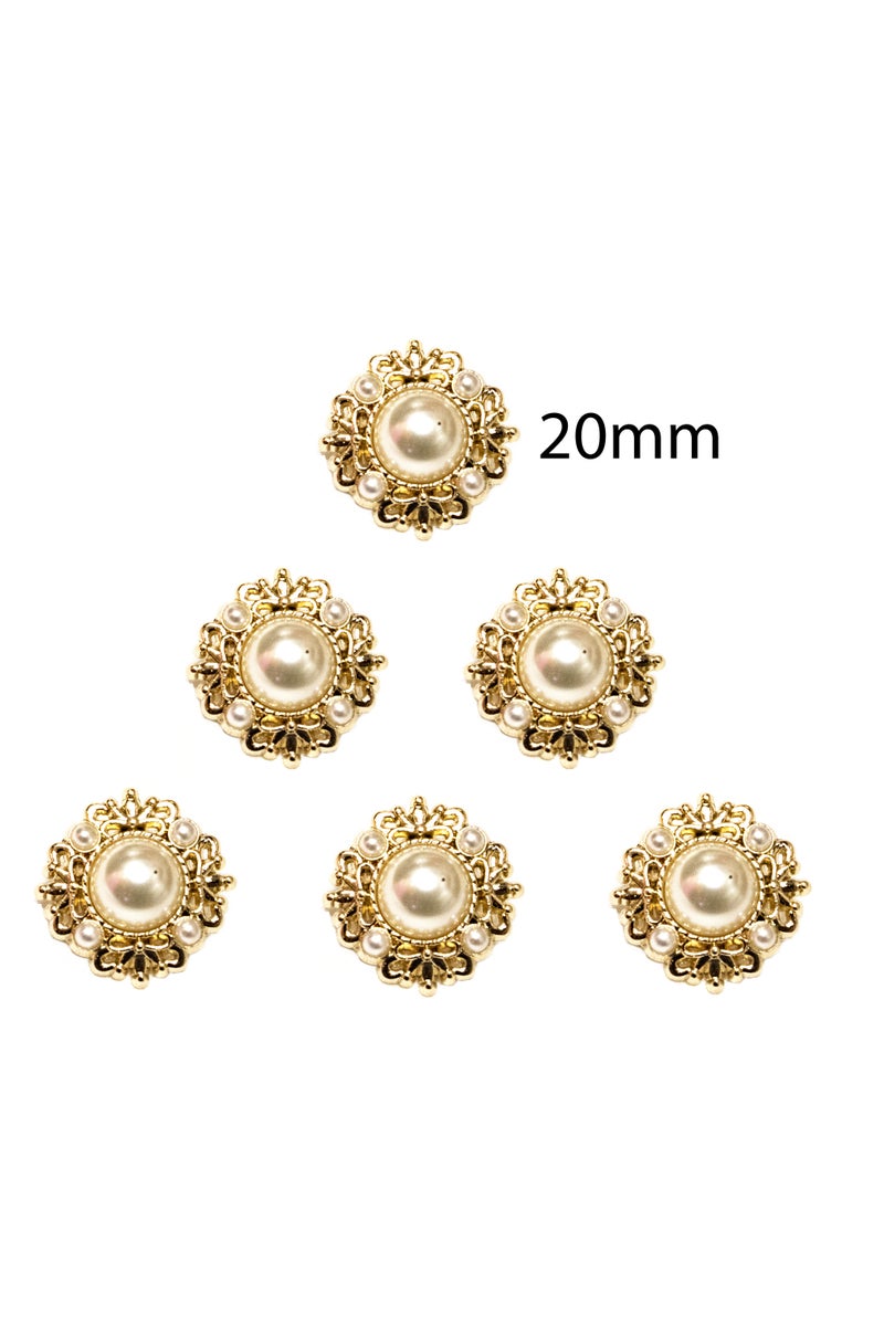 12 Pcs Decorative Pearl Buttons – Gold Embellished Sewing Buttons for Clothing, Dresses,Abays DIY Crafts (Size 20mm) - Image 2