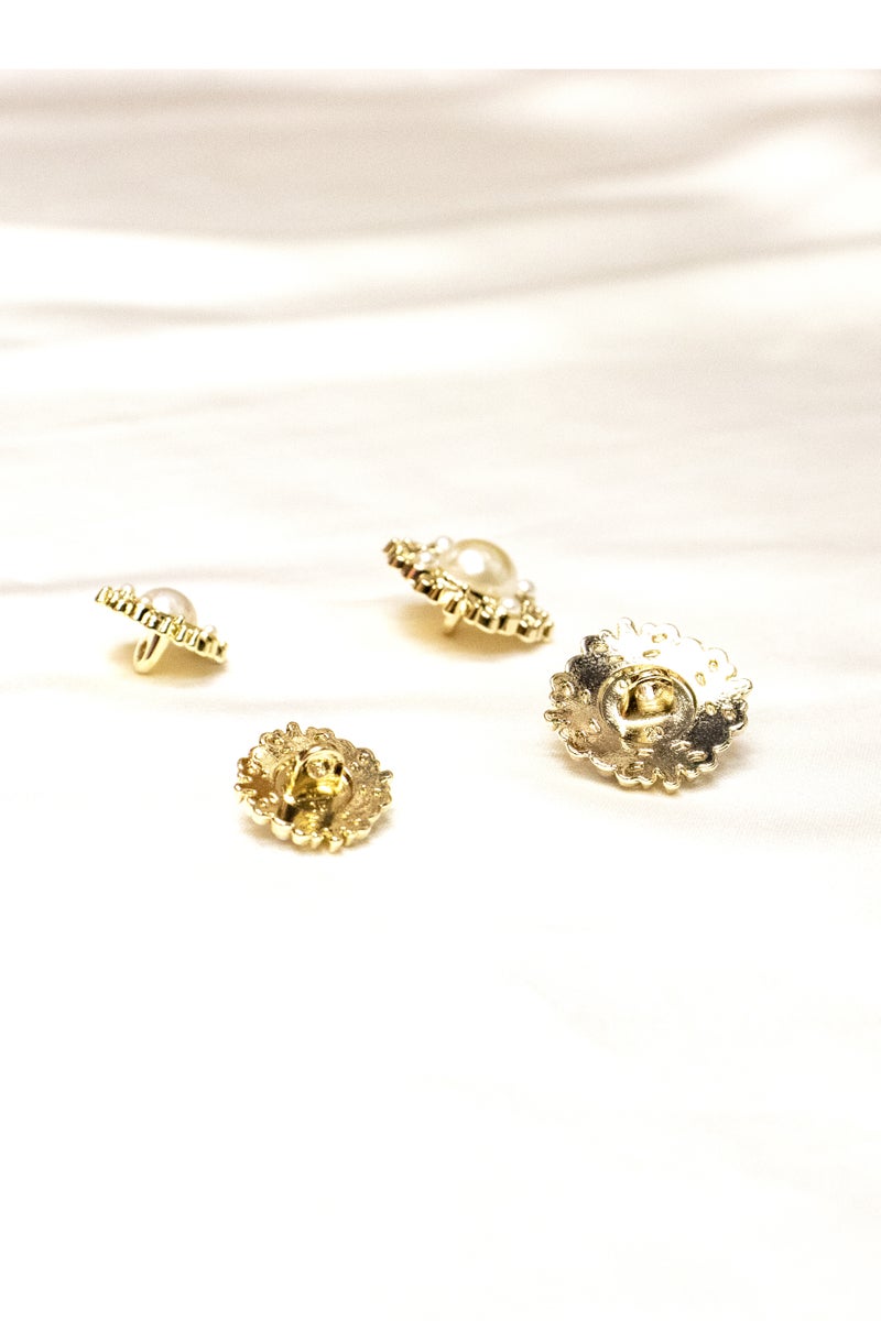 12 Pcs Decorative Pearl Buttons – Gold Embellished Sewing Buttons for Clothing, Dresses,Abays DIY Crafts (Size 20mm) - Image 3