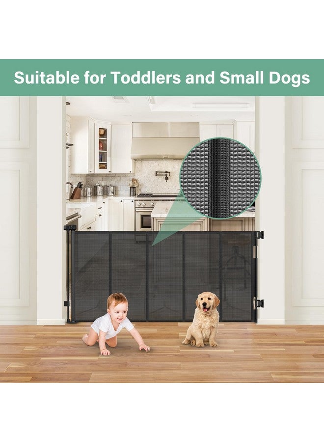 BETERTEK بوابة كلب قابلة للسحب بارتفاع 26 بوصة معززة لتجاوز عرض 55 بوصة، بوابة شبكية قصيرة للأطفال، بوابة قابلة للسحب للباب، بوابة خارجية منخفضة، بوابة حيوانات أليفة صغيرة للسلم، بوابة جرو للمنزل - Image 5