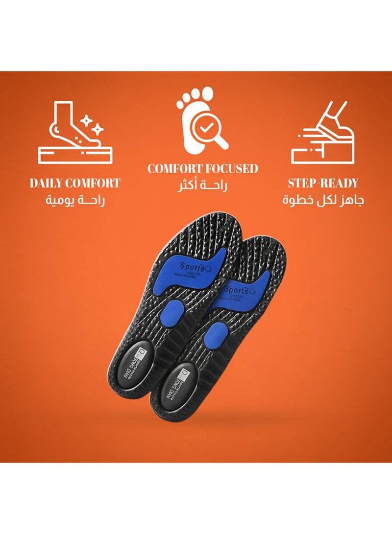 تيشتا نعل طبي تقويمي (أورثوبيدي) للأحذية الرجالية – دعم مبطّن – قابل للقص حسب المقاس (41-46) – (أسود) – (زوج واحد) – (جل ودعم قوس القدم) - Image 3