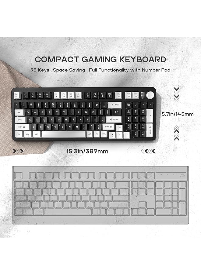 96% Wired Gaming Keyboard Creamy Membrane Quiet Silent Keyboard With Number Pad & Volume Knob Light Up Computer Usb Teclado For Pc Desktop Games Office  - Image 2