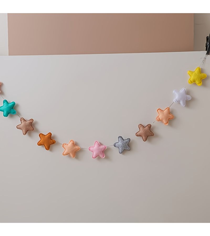 Childrens Noon Tent Decorative Star Felt Raindrop Hanging Ornament For Kids Room Round Head Five Pointed Star String Random Color - Image 3