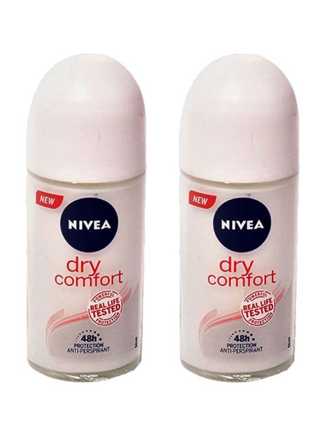 2-Piece Dry Comfort Roll On Deodorant Set Beige 100ml